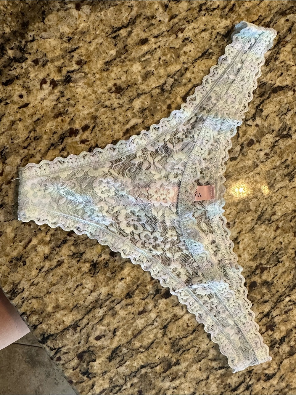 Victoria's Secret Iridescent Light Blue Lace Thong